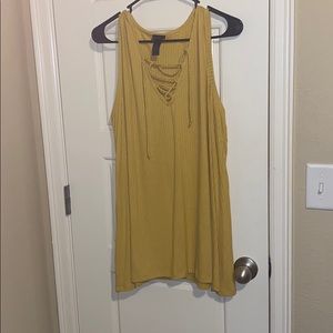 Yellow lace up front tank